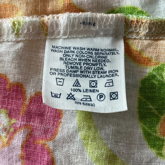 Lands End Tropical Linen Shirt Womens‎ Size 12 Floral Short Sleeve Button Up - Picture 7 of 10